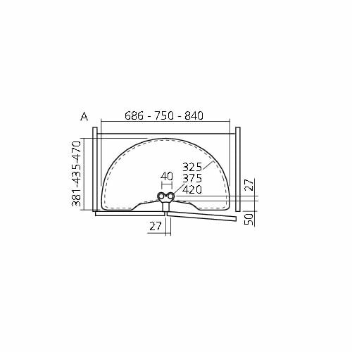 Draaiplateau keukenkast Pro VMXDRAAIH750 halfrond 750mm