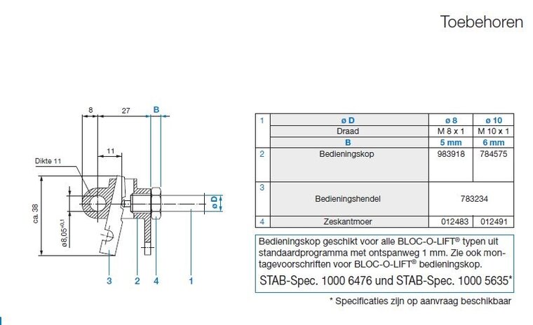 Stabilus 783234 control lever