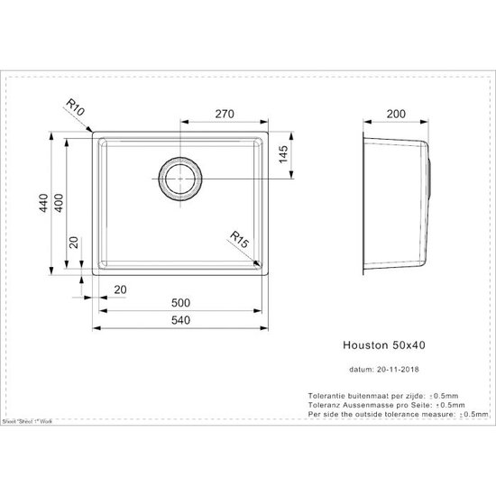 Reginox R32855 Houston 50x40 RVS