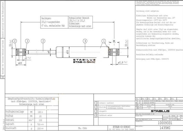 Stabilus 1435MI damper