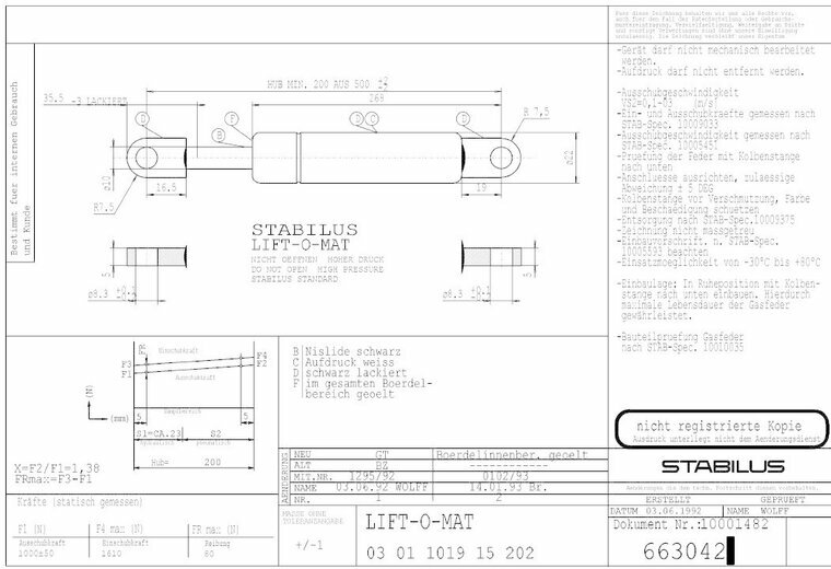 Stabilus 663042 1000N