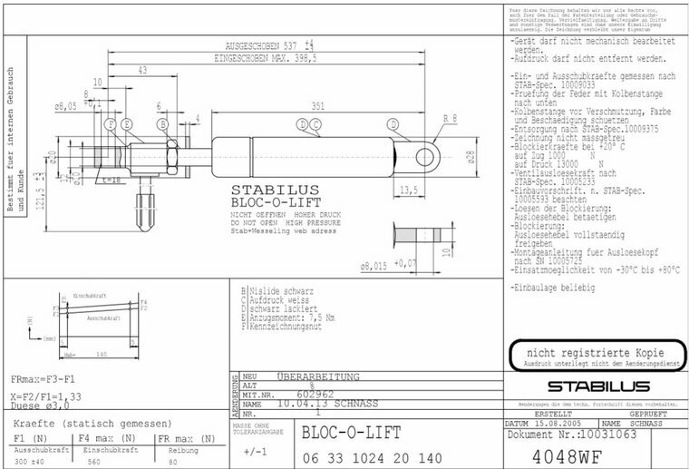 Stabilus 4048WF 300N