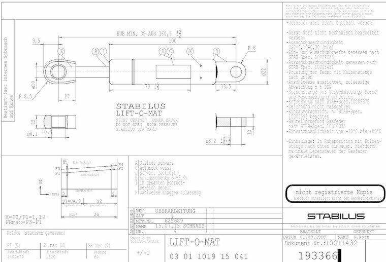 Stabilus 193366 1400N