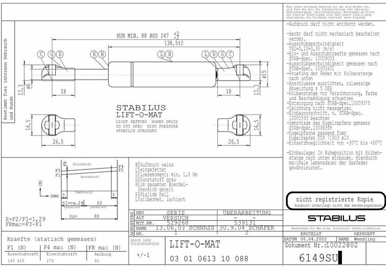 Stabilus 6149SU 140N