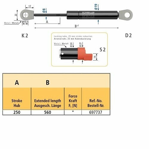 Stabilus 697737/0450N/K2/D2/S2