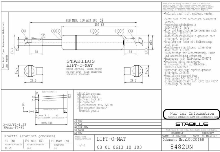 Stabilus 8482UN 30N