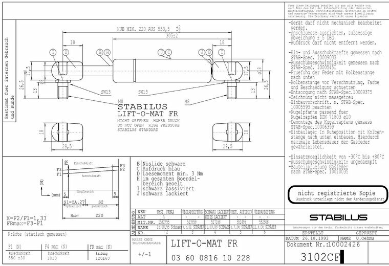 Stabilus 3102CF 550N