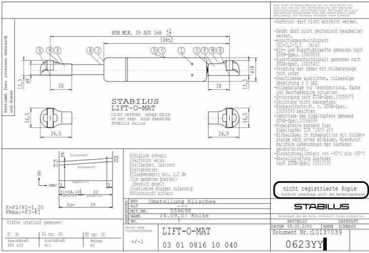 Stabilus 0623YY 650N