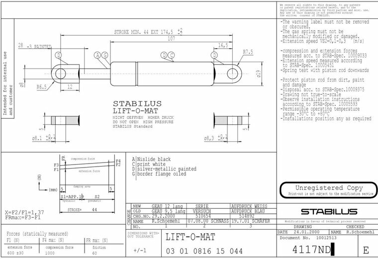 Stabilus 4117ND 800N