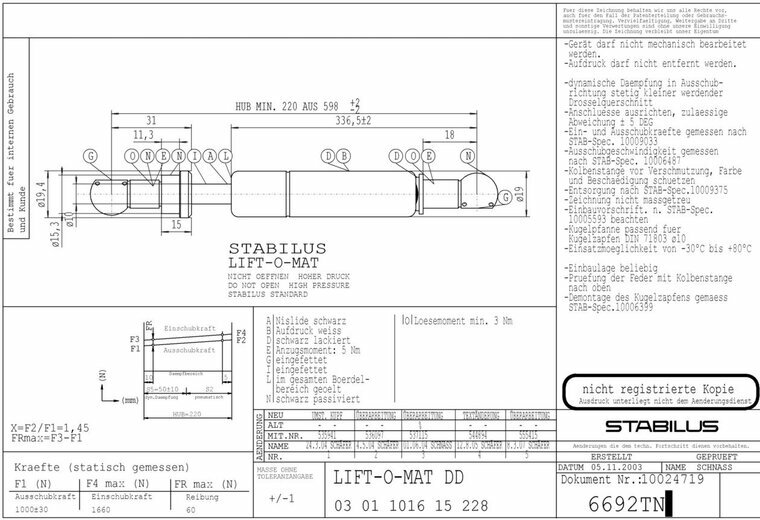 Stabilus 6692TN 1000N