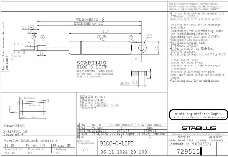 Stabilus 729515 300N