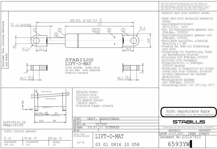 Stabilus 6593YW 350N