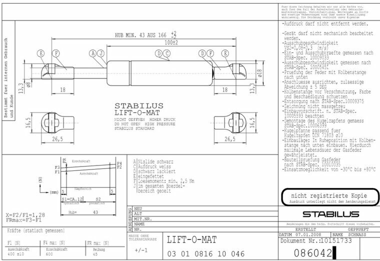 Stabilus 086042 400N