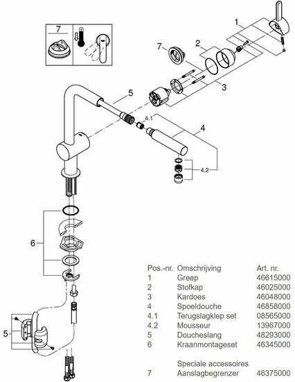 Grohe Flair 32454000 onderdelen