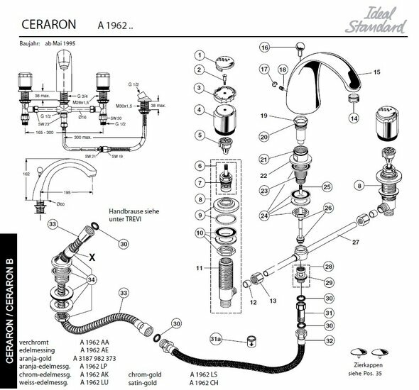 Ideal Standard A1962SP onderdelen