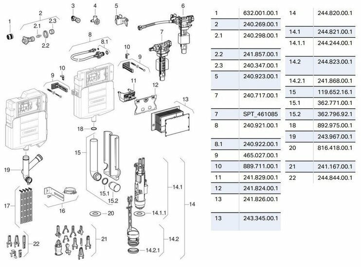 Geberit Sigma UP320 onderdelen