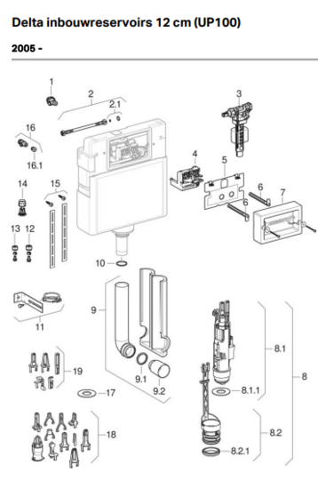 Geberit UP100 onderdelen